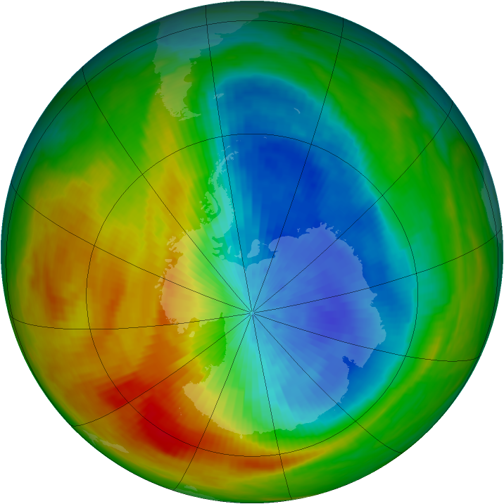 Antarctic ozone map for 11 October 1982